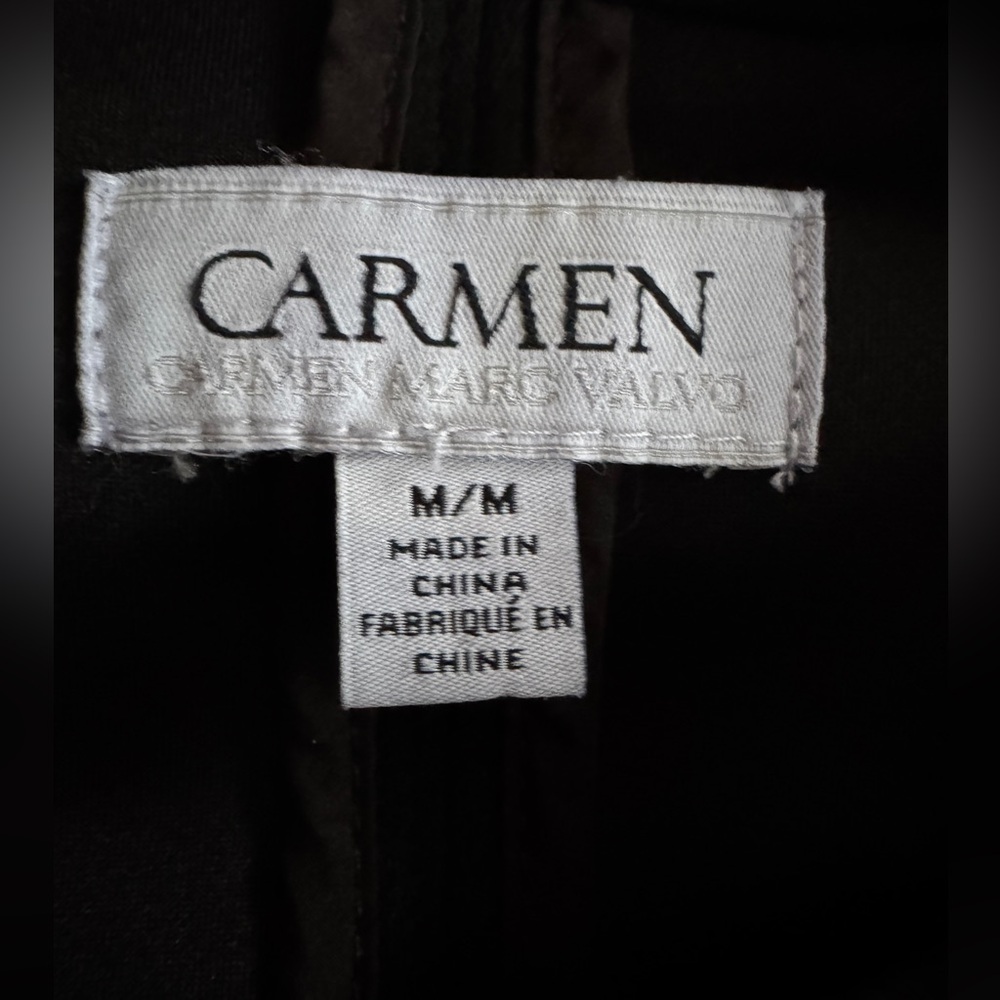 Carmen Marc Valvo Black Faux Suede Military Jacket Medium | Pockets - Picture 6 of 10